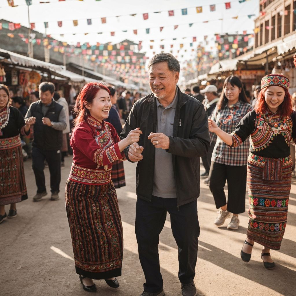 Travelers experiencing local culture